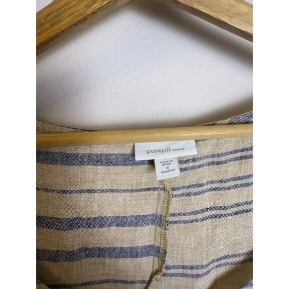 J. Jill Pure Jill Linen Mixed-Stripes Dipped-Hem Dress Beach 1X - Picture 6 of 6